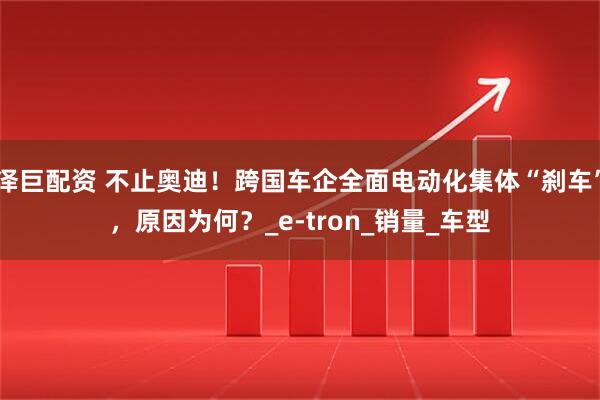 泽巨配资 不止奥迪！跨国车企全面电动化集体“刹车”，原因为何？_e-tron_销量_车型